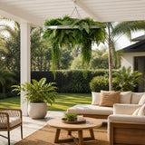 Silver Artificial Hanging Plant Disc Chandelier with Realistic Trailing Greenery & Ferns — 80cm UV Resistant