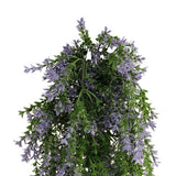 Artificial Hanging Purple and Green Willow Leaf Garland Bush UV Resistant and Fire Rated 20cm Wide x 75cm Long