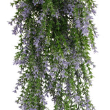 Artificial Hanging Purple and Green Willow Leaf Garland Bush UV Resistant and Fire Rated 20cm Wide x 75cm Long