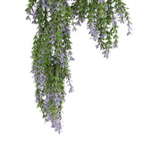 Artificial Hanging Purple and Green Willow Leaf Garland Bush UV Resistant and Fire Rated 20cm Wide x 75cm Long