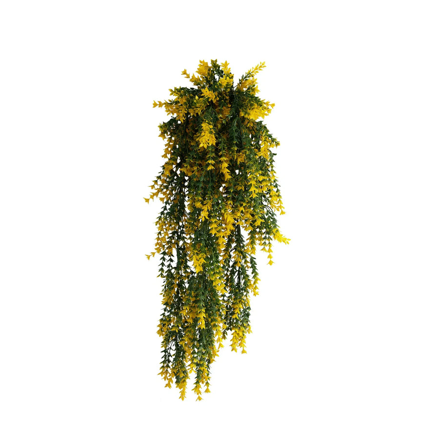 Artificial Hanging Yellow and Green Willow Leaf Garland Bush UV Resistant and Fire Rated 20cm Wide x 75cm Long