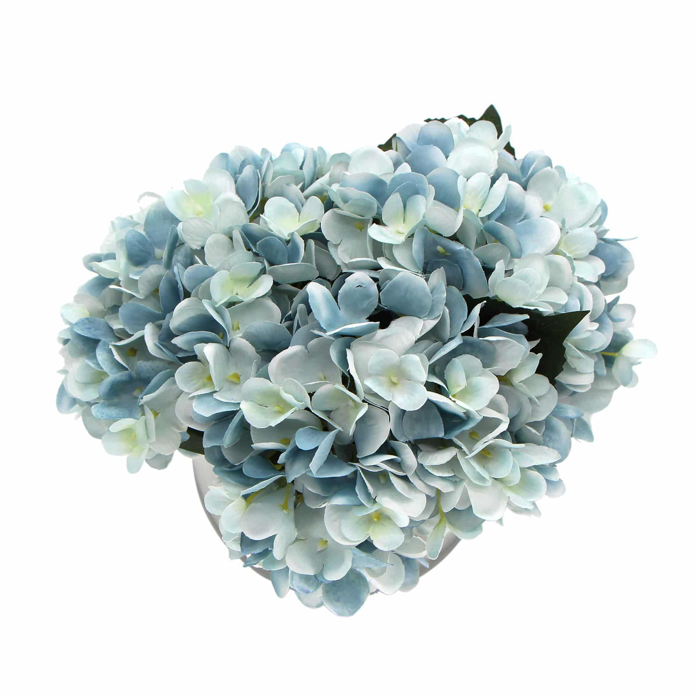 Premium Artificial Hydrangea with Glass Vase (Flowering Blue Hydrangea) 23cm