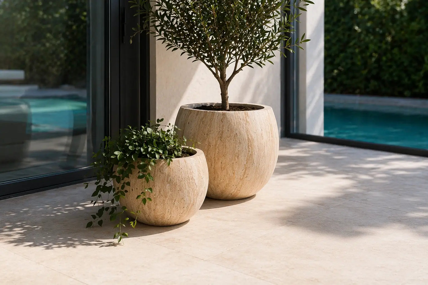 2 Sizes - Luxury Rounded Marble Planter | Premium Pot Range - Designer Plants