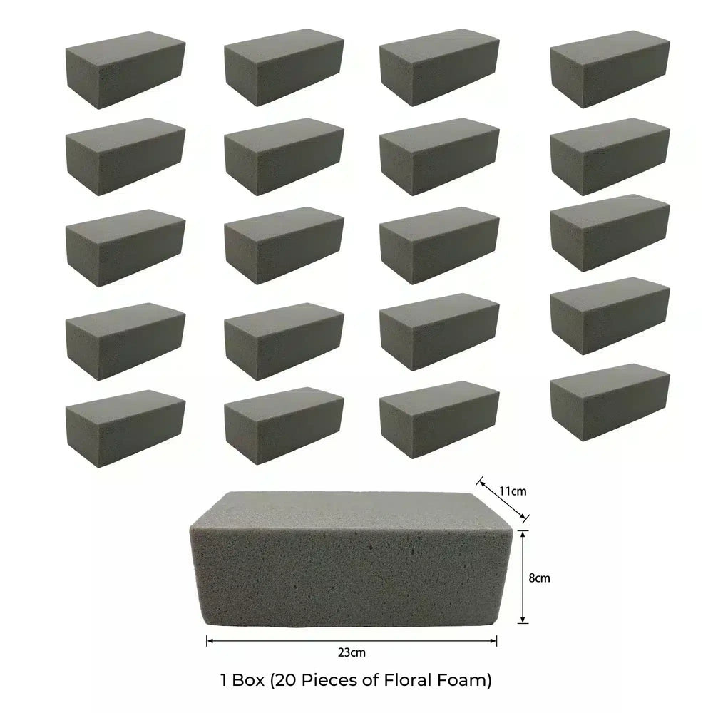 20 Pieces of Dry Floral Foam Bricks 23cm x 11cm x 8cm (Artificial Plant Foam Blocks - formaldehyde FREE) - Designer Plants