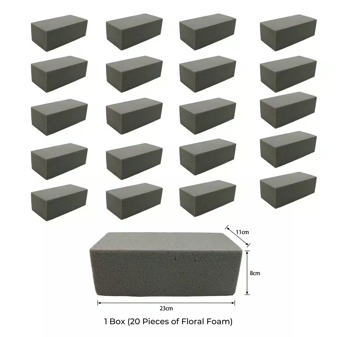 20 Pieces of Dry Floral Foam Bricks 23cm x 11cm x 8cm (Artificial Plant Foam Blocks - formaldehyde FREE) - Designer Plants