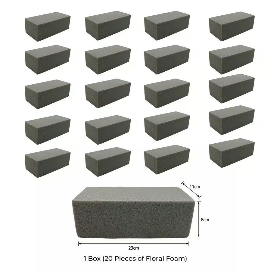 20 Pieces of Dry Floral Foam Bricks 23cm x 11cm x 8cm (Artificial Plant Foam Blocks - formaldehyde FREE) - Designer Plants