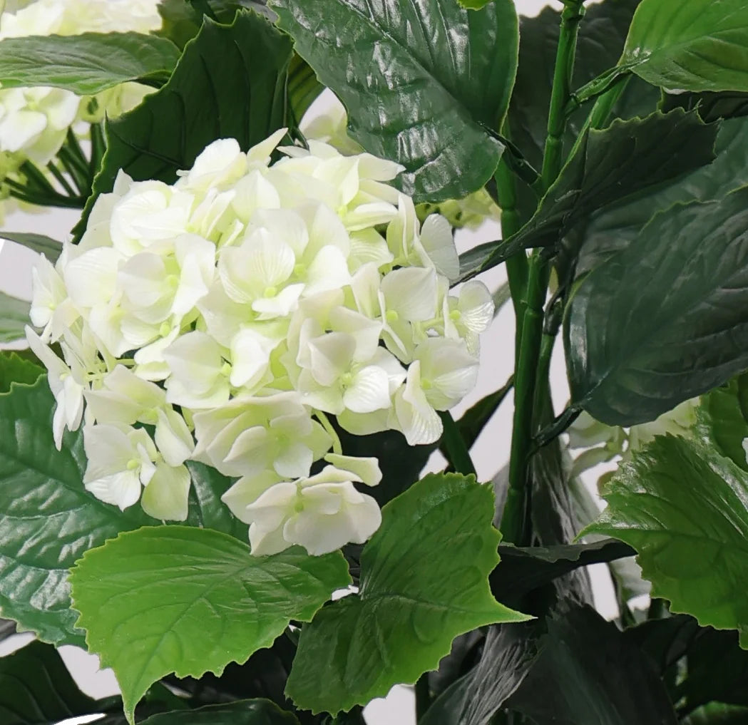 artificial white hydrangea tree - bloom close up