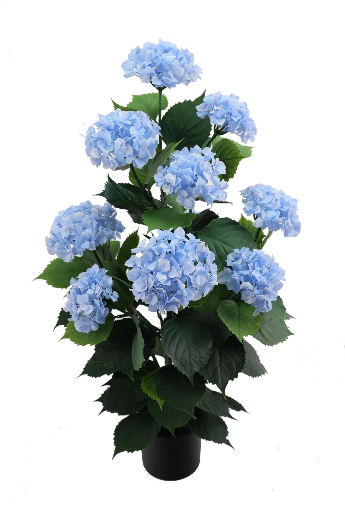 artificial blue hydrangea tree - side view