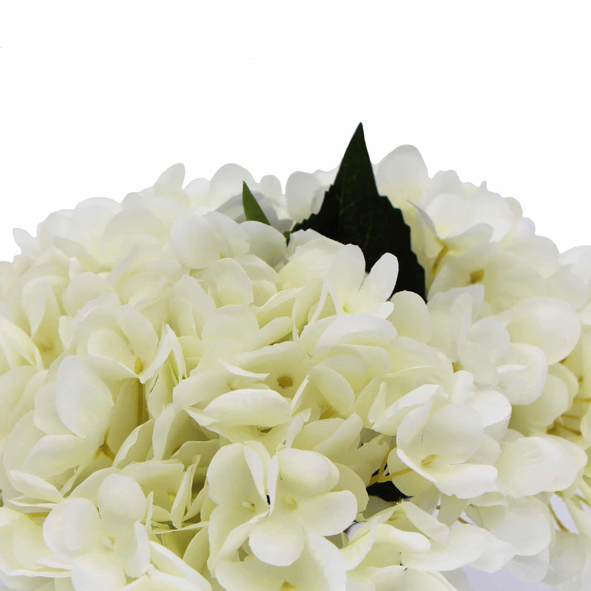 Premium Artificial Hydrangea with Glass Vase (Flowering White Hydrangea) 23cm