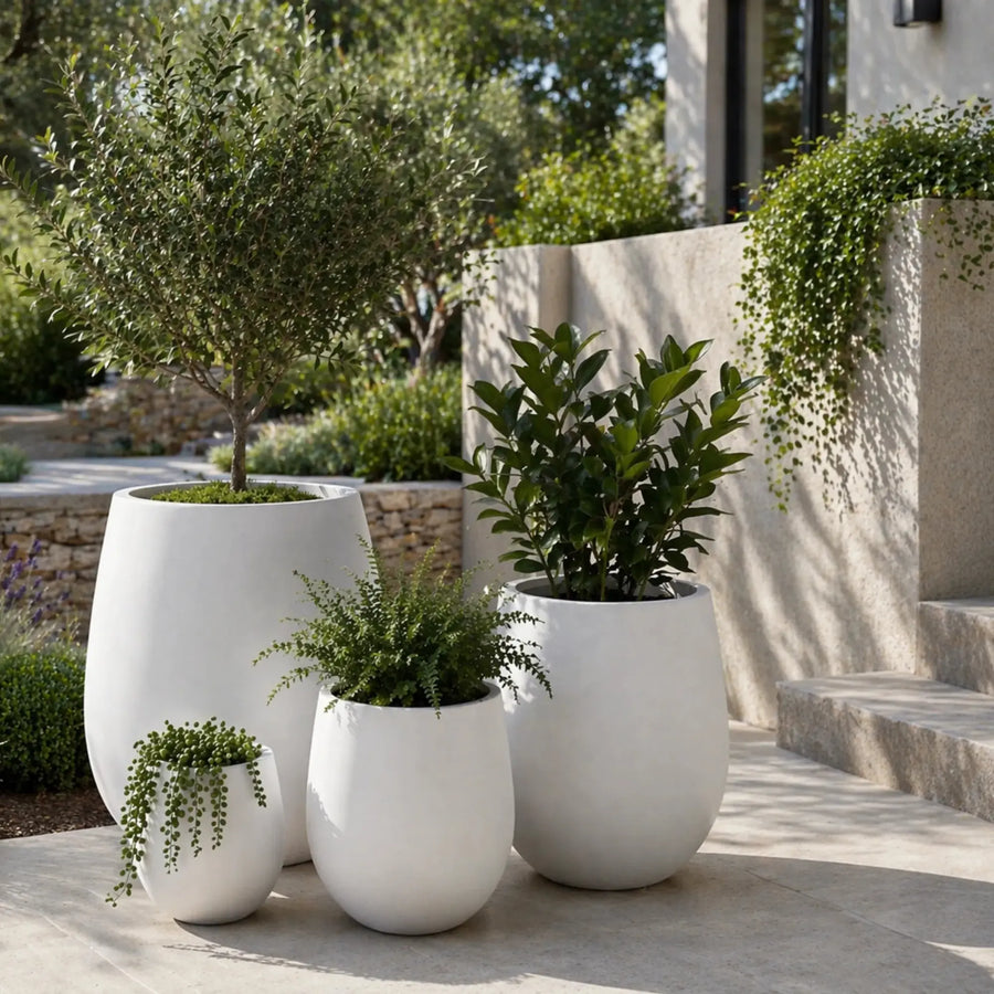 Luxury Teardrop Balloon Planter — Set of 4 White - Designer Plants