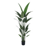 Artificial potted plant with green leaves on a white background