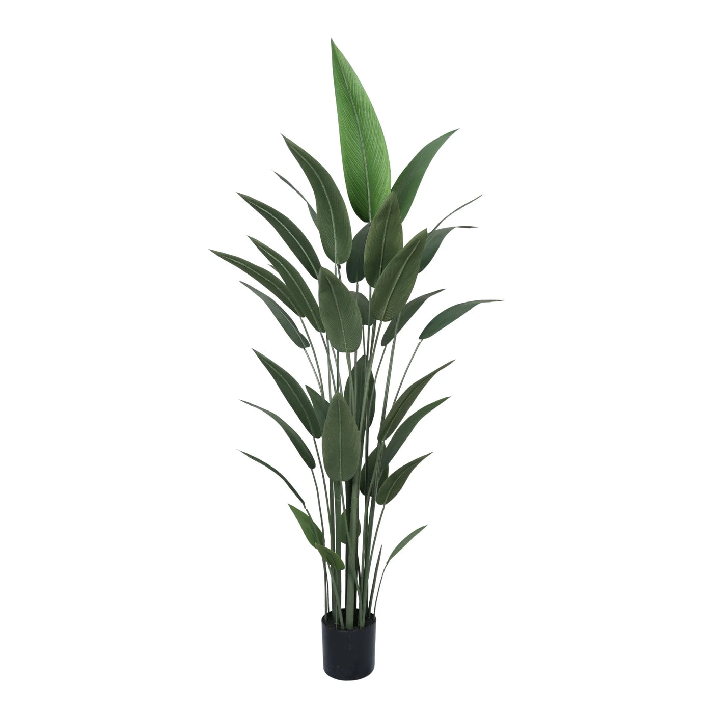 Artificial potted plant with green leaves on a white background