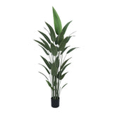 Artificial potted plant with green leaves on a white background
