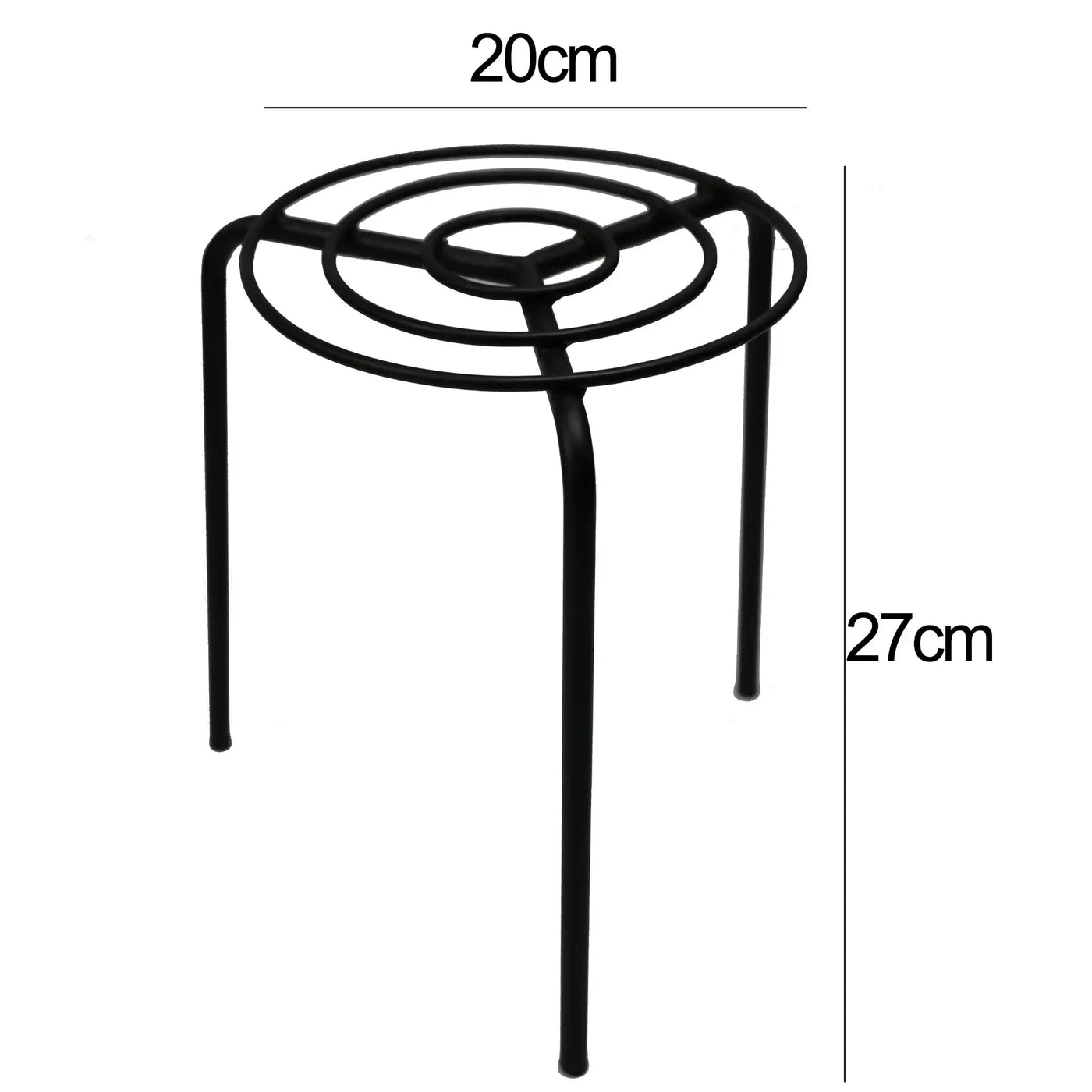 Durable circular metal plant pot riser insert 26cm with dimensions, 20cm diameter and 27cm height