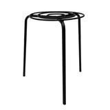Durable circular metal plant pot riser insert 26cm, angled view showing tripod legs and ring top