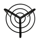 Top view of durable circular metal plant pot riser insert showing concentric ring design