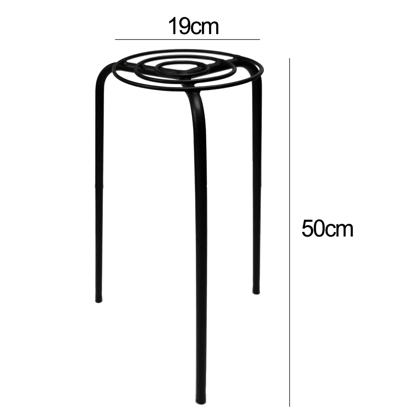 Durable circular metal plant pot riser insert 50cm with dimensions, 20cm top diameter, 24cm base diameter, 50cm height