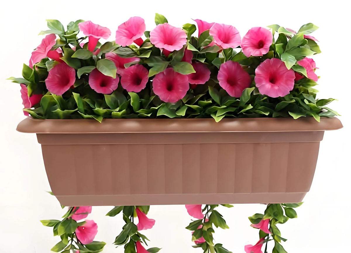 artificial pink petunia window box 50cm - planter detail