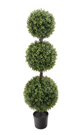 artificial three ball topiary tree 128cm - full view