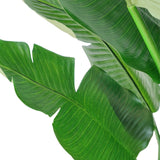 Large artificial banana leaves with realistic green veins and a glossy finish, arranged diagonally on a solid white background.
