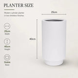 Luxury Cylinder Planter 40cm Matt White Premium Pot Range