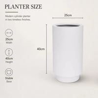 Luxury Cylinder Planter 40cm Matt White Premium Pot Range
