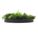 Slimline Flowering White Artificial Green Wall Disc UV Resistant 75cm (Black Frame)