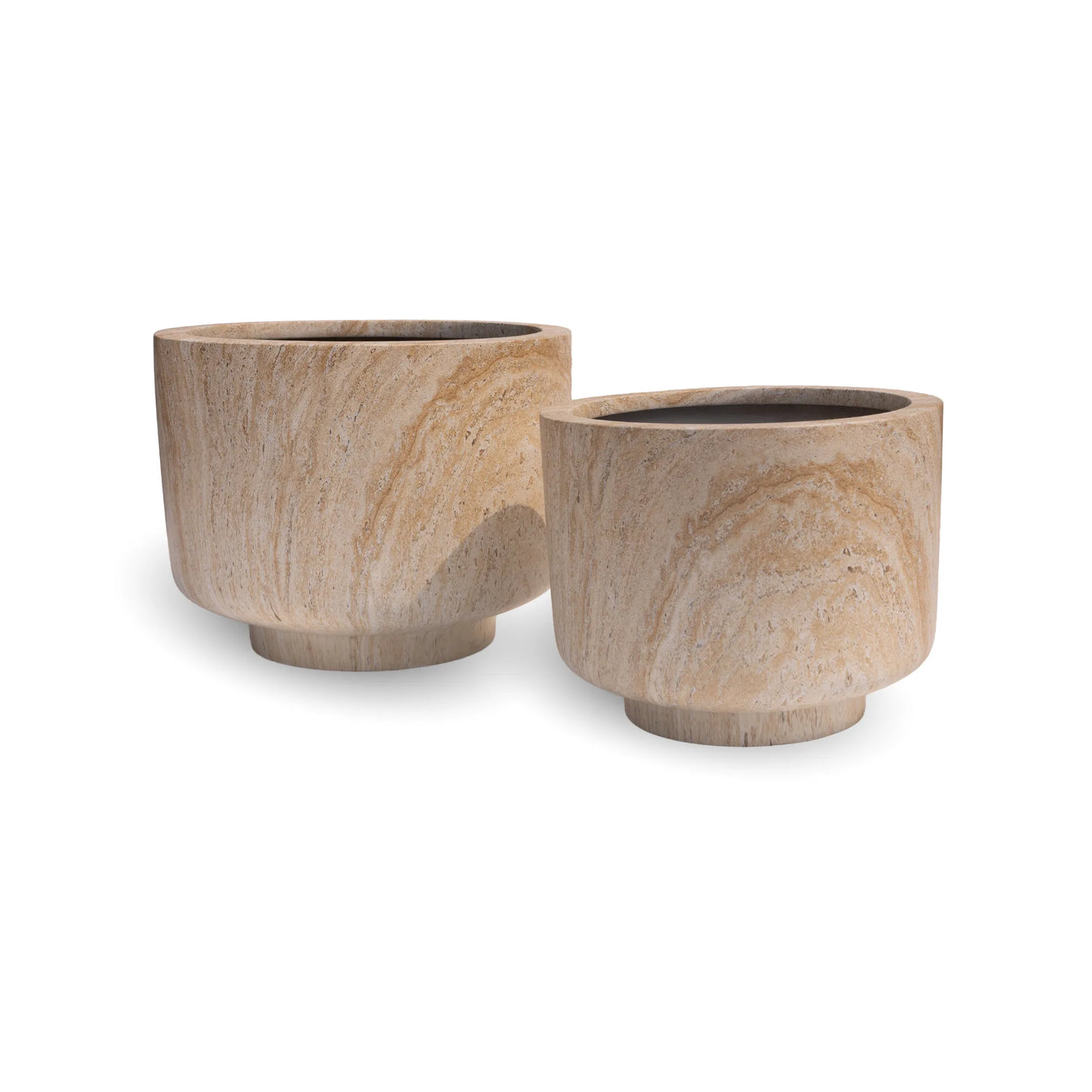 2 Sizes - Luxury Rounded Marble Planter with Pedestal Base | Premium Pot Range
