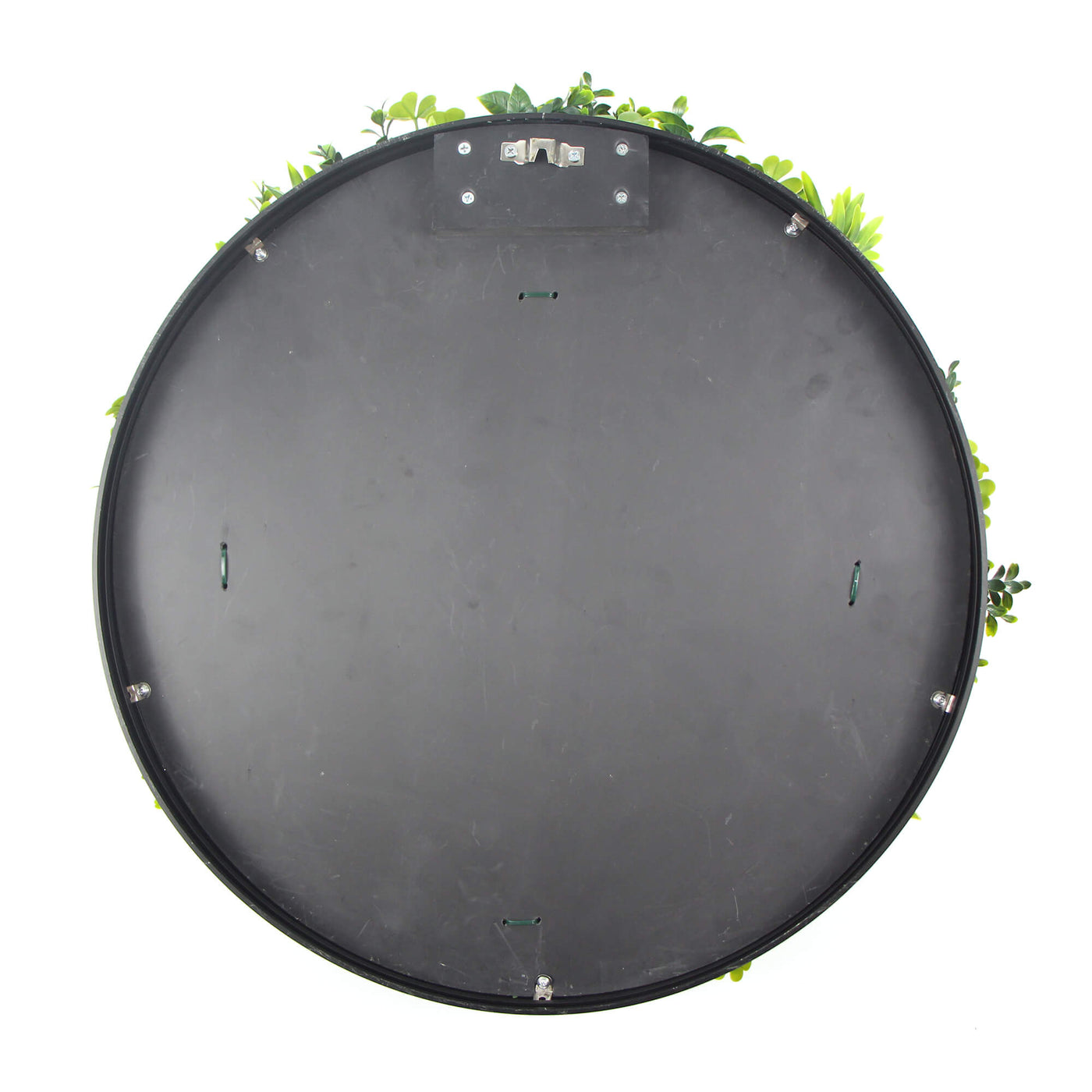 Slimline Flowering White Artificial Green Wall Disc UV Resistant 100cm (White Frame)