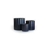 Set of 3 Luxury Rounded Ribbed Planter Premium Pot Range Black
