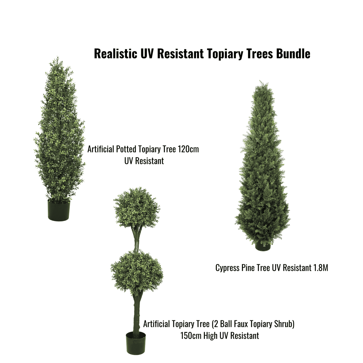 Realistic UV Resistant Topiary Trees Bundle - Designer Plants