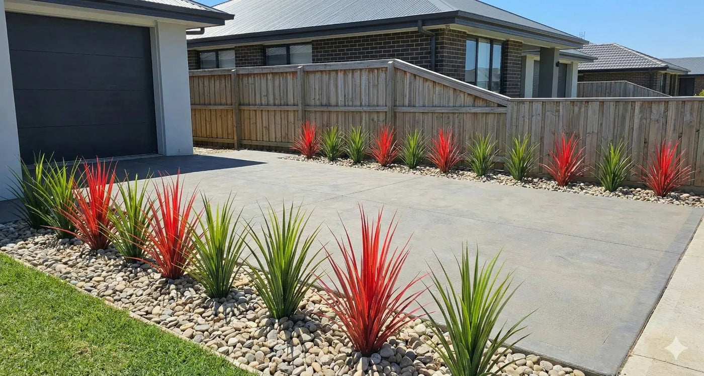 Burgundy Potted Artificial Long Grass (Yucca Grass) 75cm UV Resistant