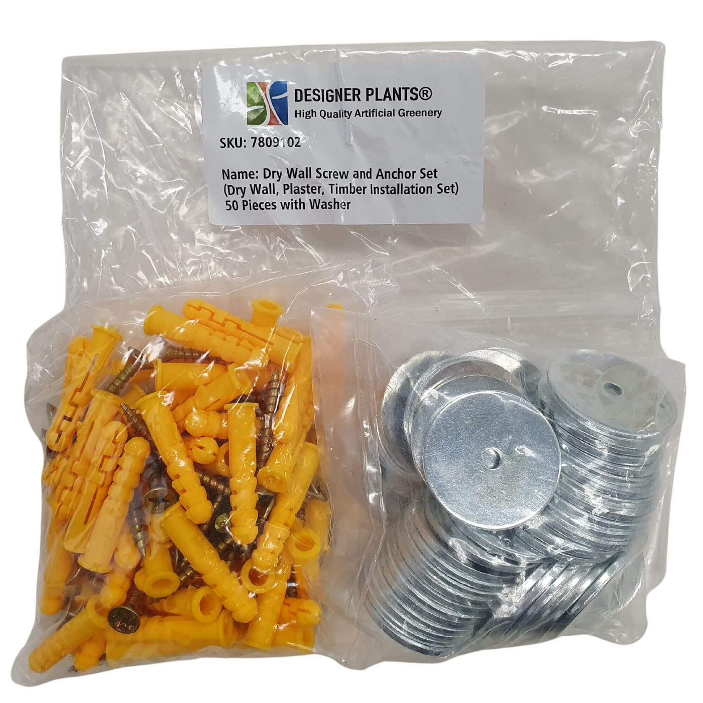 Budget Pack Screw, Washer & Plug Kit (Timber, Drywall and Plaster) 50 Pack - Designer Plants