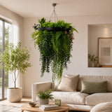 Black Artificial Hanging Plant Disc Chandelier with Lush Draping Foliage — 40cm UV Resistant