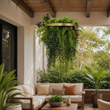 Gold Artificial Hanging Plant Disc Chandelier with Lush Draping Foliage — 40cm UV Resistant