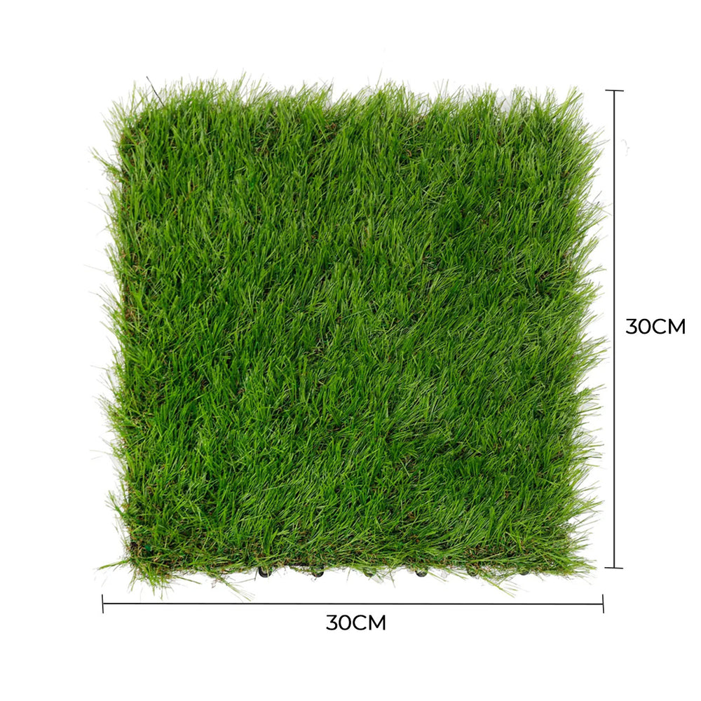 9 Pieces of Interconnecting Artificial Grass Decking Tiles (UV Resistant) 30cm x 30cm