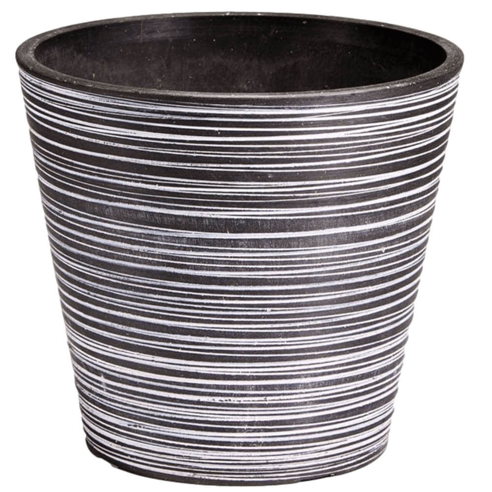 Black and White Engraved Pot 17cm - Designer Plants