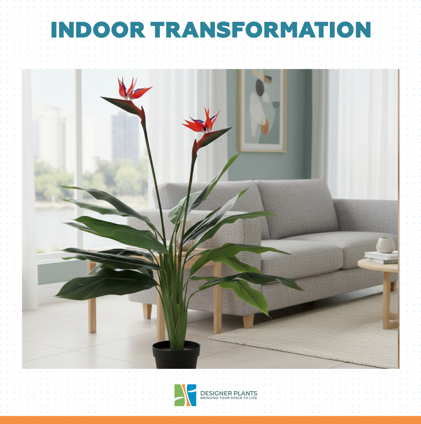 Artificial Bird of Paradise Plant 110cm (Red Flowers)