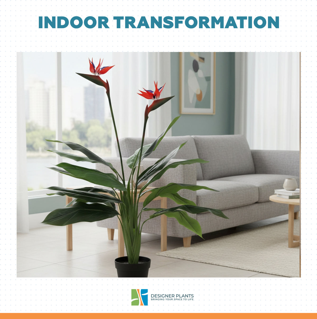 Artificial Bird of Paradise Plant 110cm (Red Flowers)