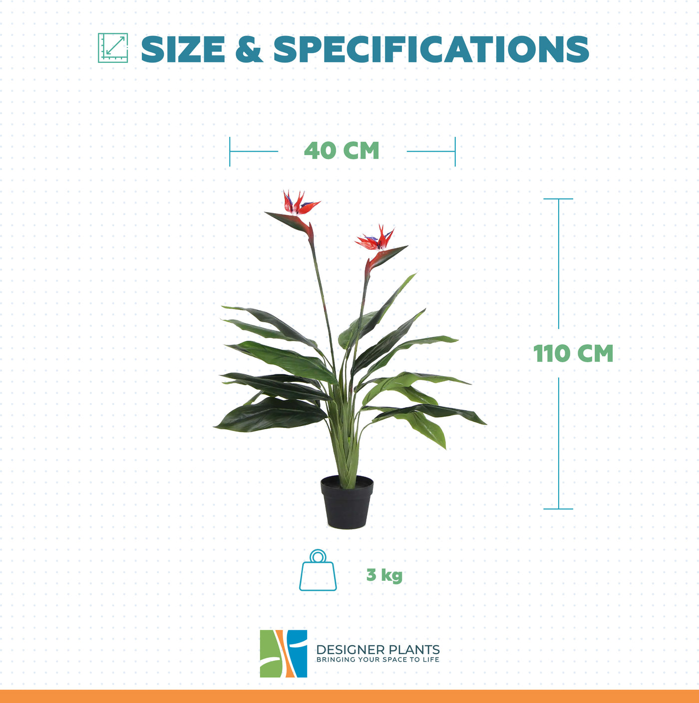 Artificial Bird of Paradise Plant 110cm (Red Flowers)