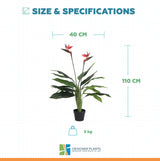 Artificial Bird of Paradise Plant 110cm (Red Flowers)