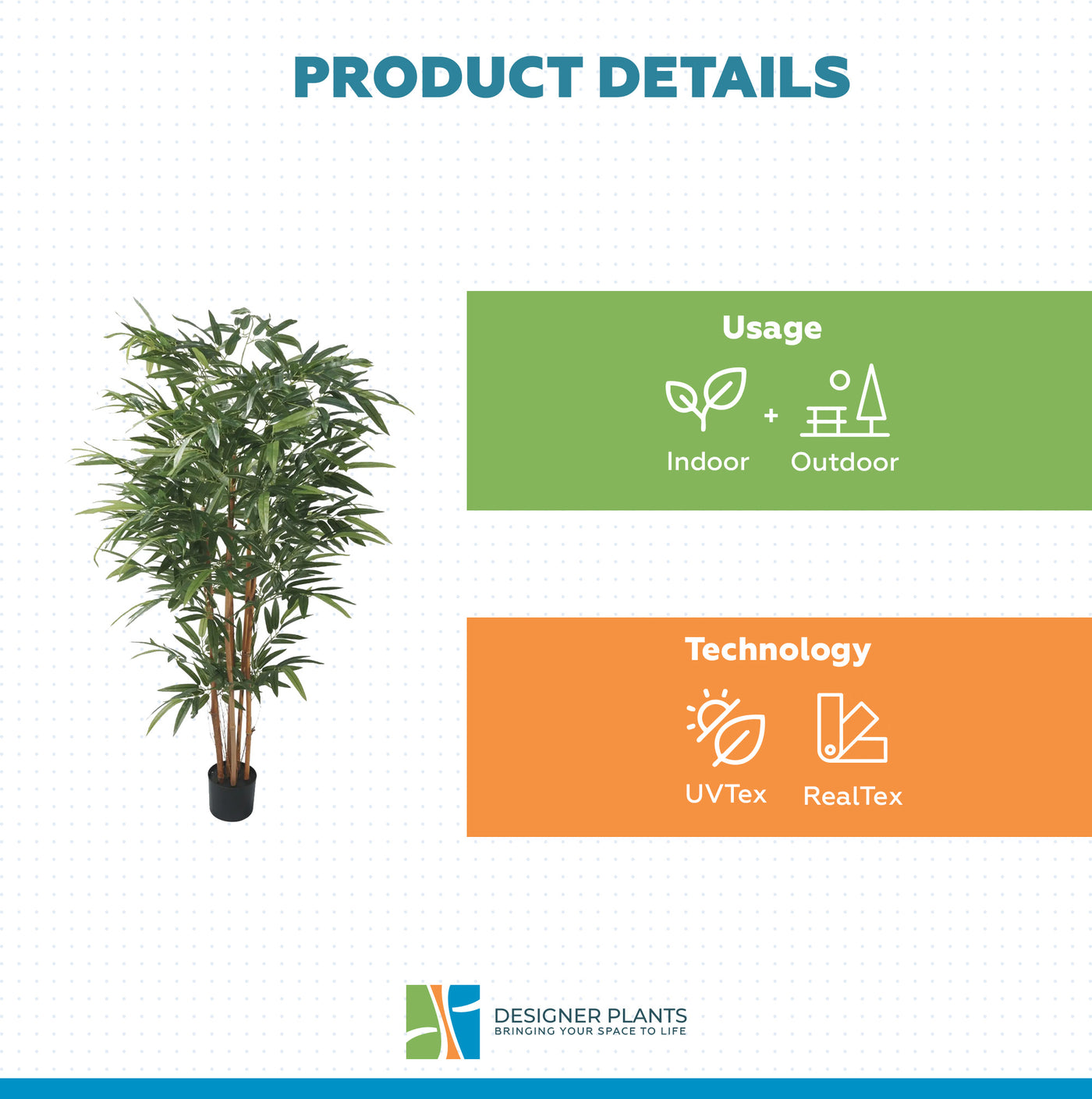 Premium Two-tone Green Artificial Bamboo Plant 150cm