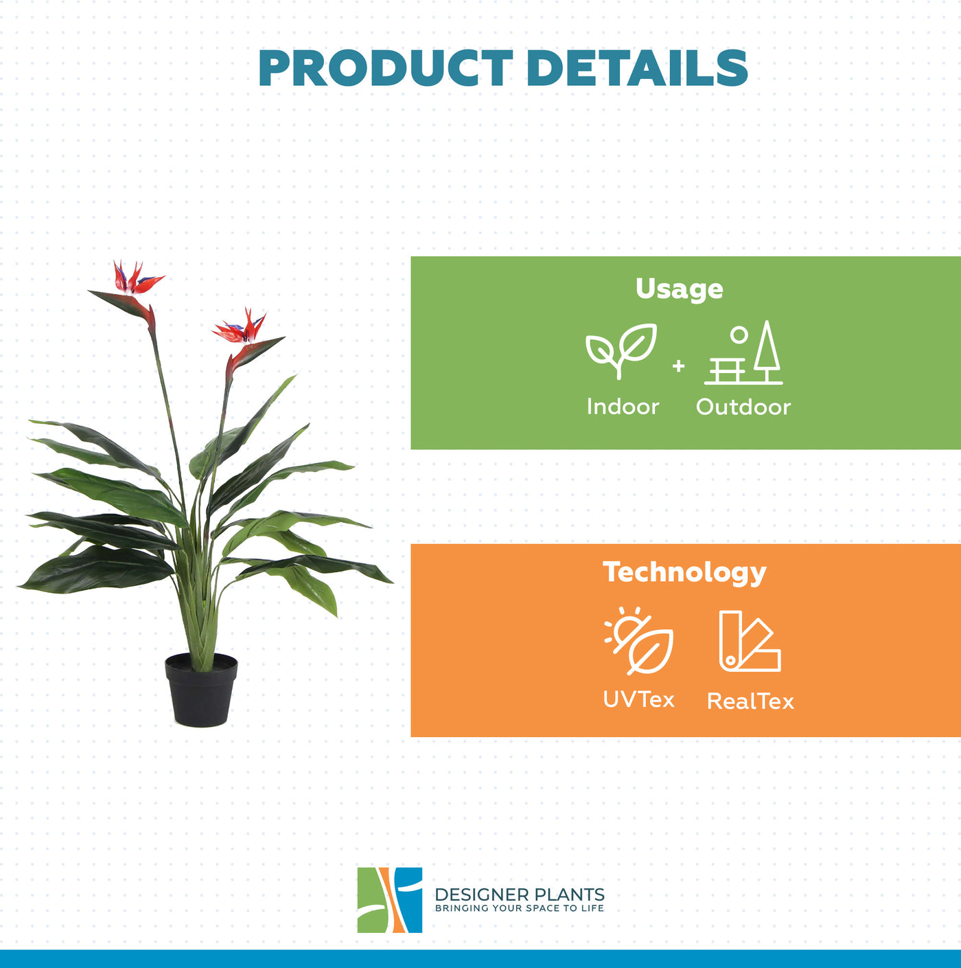 Artificial Bird of Paradise Plant 110cm (Red Flowers)