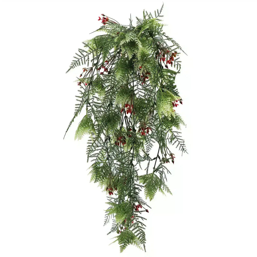 Artificial Hanging Christmas Myrtle and Flowering Holly UV Resistant 78cm - Designer Plants