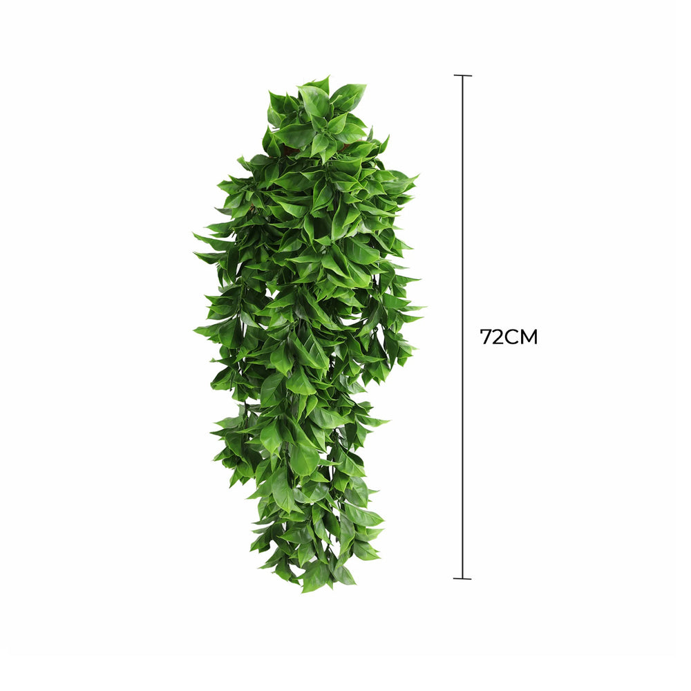 Artificial Dense Hanging Flowering Pothos Bush Vivid Green UV Resistant and Fire Rated 27cm Wide x 72cm Long