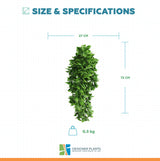 Artificial Dense Hanging Flowering Pothos Bush Vivid Green UV Resistant and Fire Rated 27cm Wide x 72cm Long