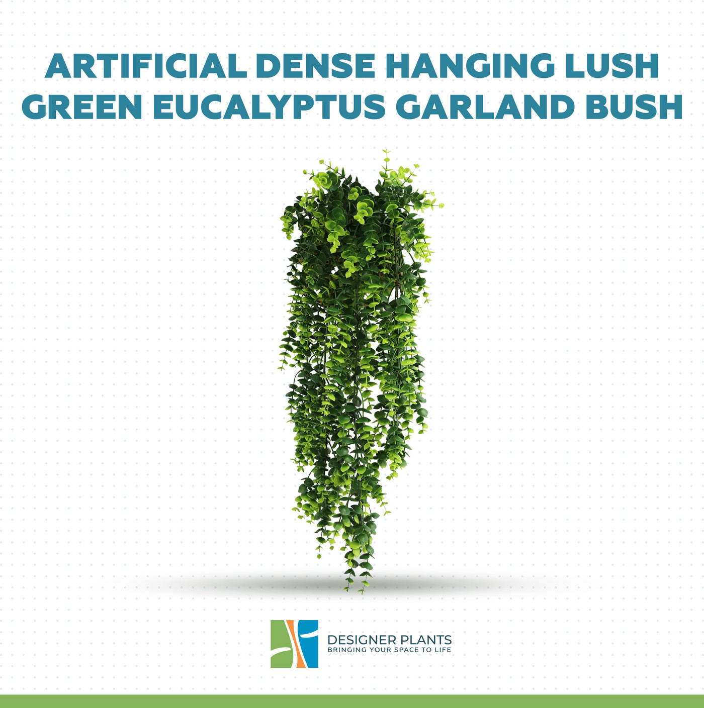 Artificial Dense Hanging Lush Green Eucalyptus Garland Bush UV Resistant and Fire Rated 18cm Wide x 77cm Long