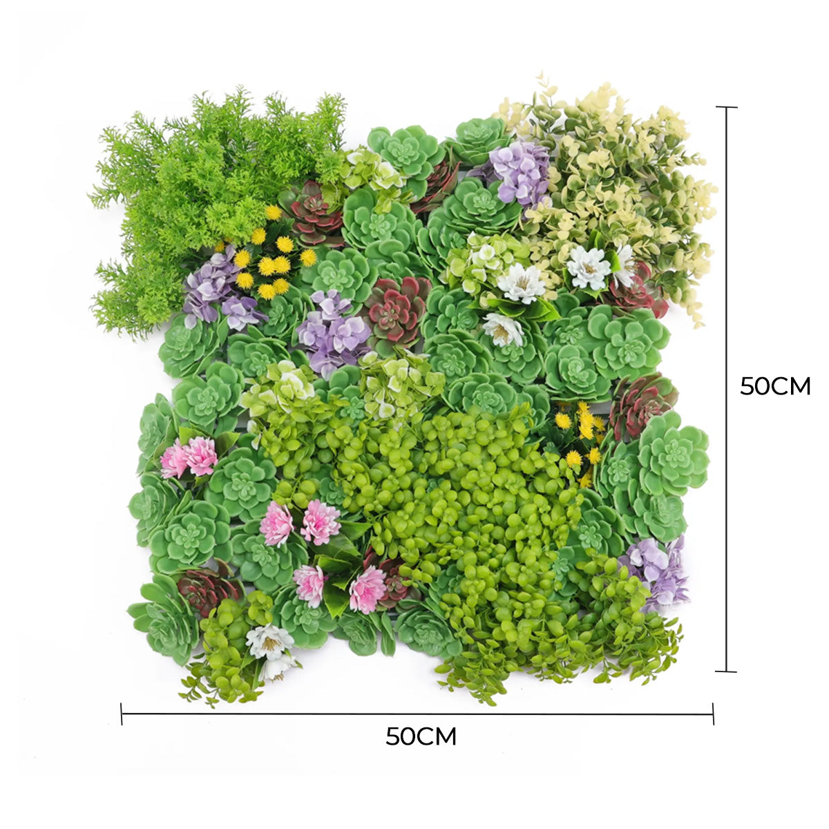 Artificial Dense Succulent Green Wall / Vertical Garden Panel 50cm x 50cm UV Resistant
