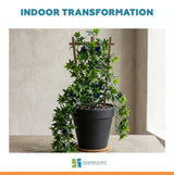 Artificial Extendable Hanging Bright Green Ivy Bush with Purple Flowers 55cm UV Resistant