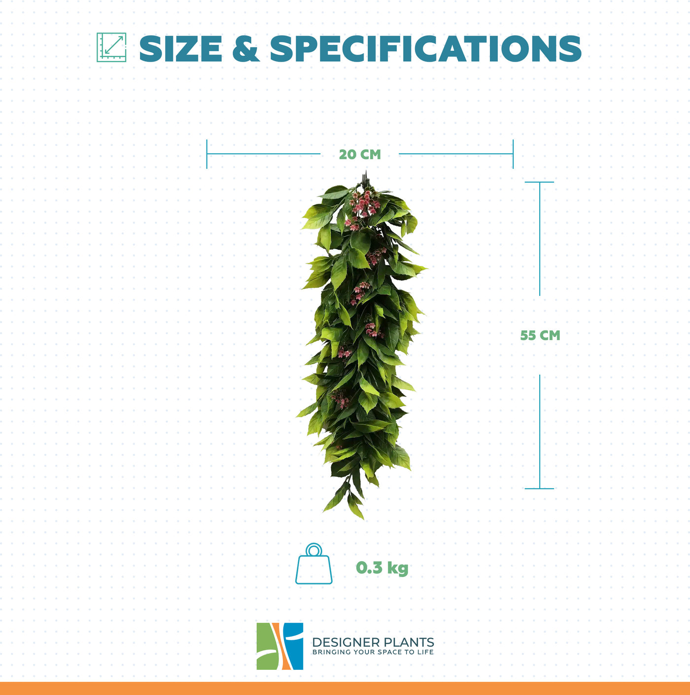 Artificial Extendable Hanging Flowering Pepperberry Garland UV Resistant 55cm